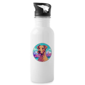 Irish Terrier chien race Cartoon Kawaii aquarelle - Gourde avec paille intégrée - blanc - Droite