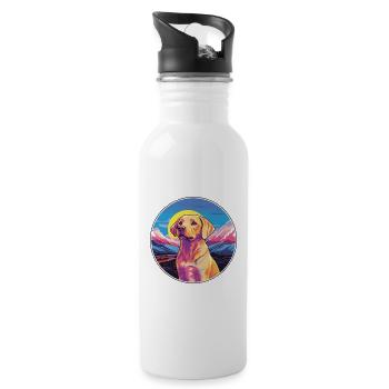 Labrador Retriever Hund Rasse Cartoon Kawaii Waterc - Trinkflasche mit integriertem Trinkhalm - Weiß - Rechts