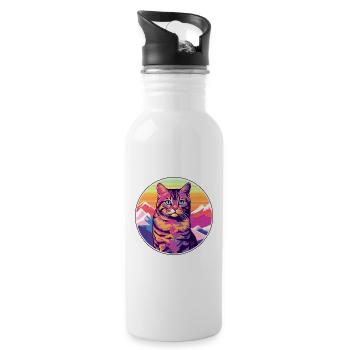 Havanna Braune Katze Bunte Karikatur Aquarell Illus - Trinkflasche mit integriertem Trinkhalm - Weiß - Rechts