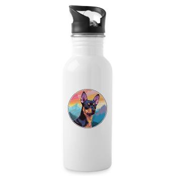 Miniatur Pinscher Hunderasse Cartoon Kawaii Waterc - Trinkflasche mit integriertem Trinkhalm - Weiß - Rechts