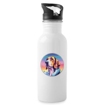 Polish Hound Dog Breed Cartoon Kawaii Watercolor - Water bottle with straw - white - Right