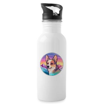 Norwegische Lundehund Hunderasse Cartoon Kawaii Wasser - Trinkflasche mit integriertem Trinkhalm - Weiß - Rechts
