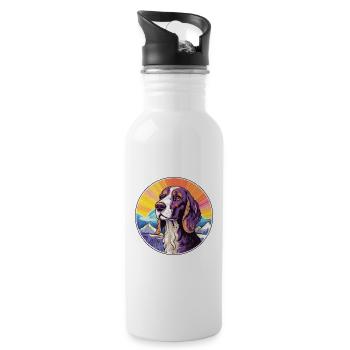 Posavac Hound Dog Breed Cartoon Kawaii Watercolor - Water bottle with straw - white - Right
