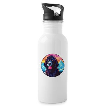 Portuguese Water Dog Breed Cartoon Kawaii Watercol - Water bottle with straw - white - Right