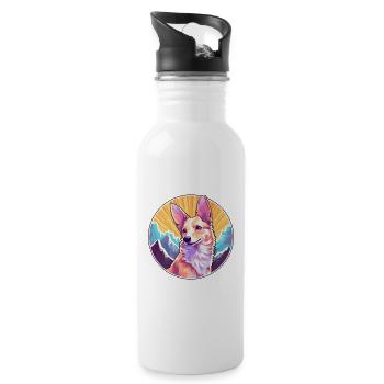 Portugiesische Podengo-Hunderasse Cartoon Kawaii Waterc - Trinkflasche mit integriertem Trinkhalm - Weiß - Rechts