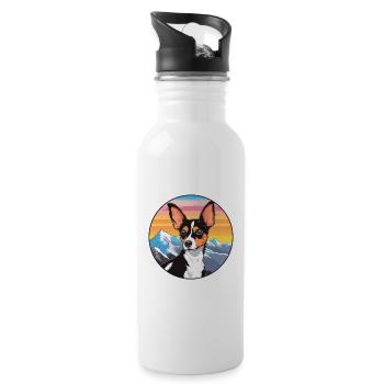 Spielzeug Foxterrier Hunderasse Cartoon Kawaii Watercolo - Trinkflasche mit integriertem Trinkhalm - Weiß - Rechts