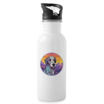 Lévrier écossais chien race dessin animé Kawaii Waterc - Gourde avec paille intégrée - blanc - Droite