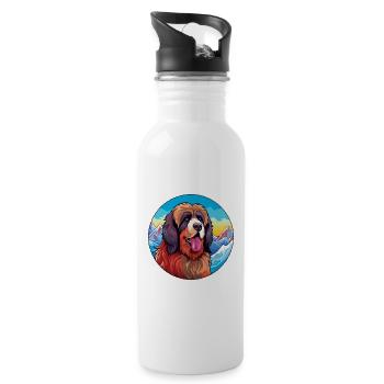 Tibetischer Mastiff Hunderasse Cartoon Kawaii Watercolo - Trinkflasche mit integriertem Trinkhalm - Weiß - Rechts