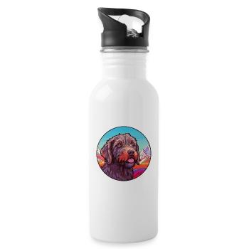 Drahthaarige zeigende Griffon-Hunderasse Karikatur Kawa - Trinkflasche mit integriertem Trinkhalm - Weiß - Rechts