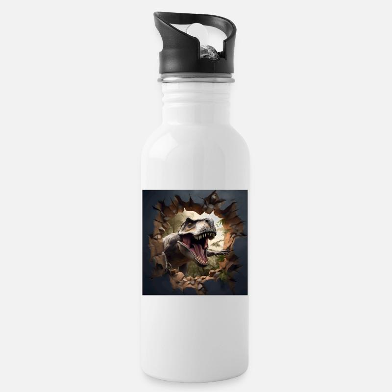 T-Rex - Trinkflasche mit integriertem Trinkhalm - Weiß