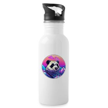 Blaireau Aquarelle Dessin Animé Kawaii Animal De Compagnie Colorf - Gourde avec paille intégrée - blanc - Droite