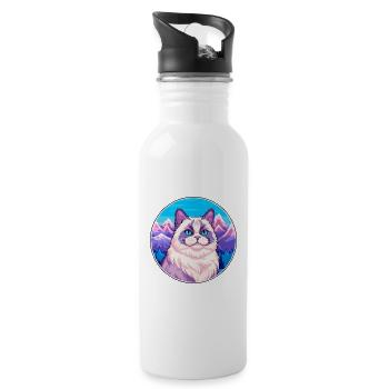 Chat de Birmanie Coloré Dessin Animé Aquarelle Illustratio - Gourde avec paille intégrée - blanc - Droite