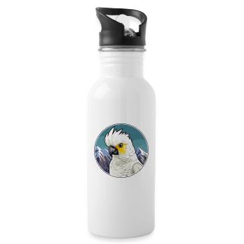Cacatoès aquarelle dessin animé kawaii animal de compagnie animal Colo - Gourde avec paille intégrée - blanc - Droite