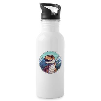 Dinosaure Aquarelle Dessin Animé Kawaii Animal Animal Colo - Gourde avec paille intégrée - blanc - Droite
