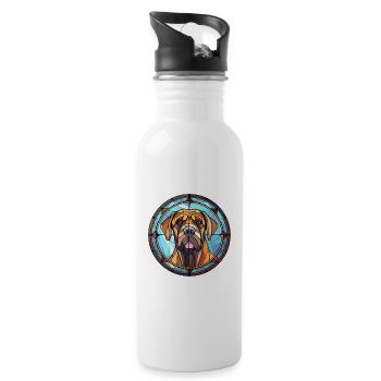 Alpine Mastiff Dog Breed Stained Glass Colorful Wa - Water bottle with straw - white - Right