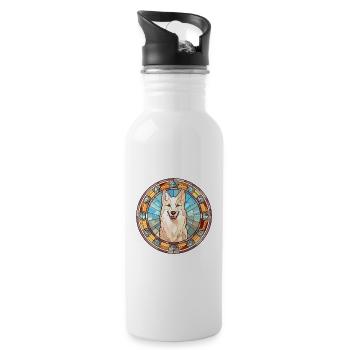 Berger Blanc Suisse Chien Race Vitrail Colorf - Gourde avec paille intégrée - blanc - Droite