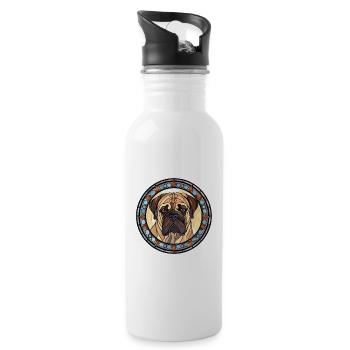 Bullmastiff Dog Breed Stained Glass Colorful Water - Water bottle with straw - white - Right