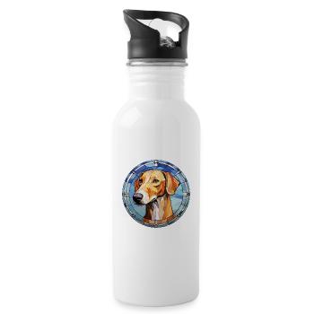 Cretan Hound Dog Breed Stained Glass Colorful Wate - Water bottle with straw - white - Right