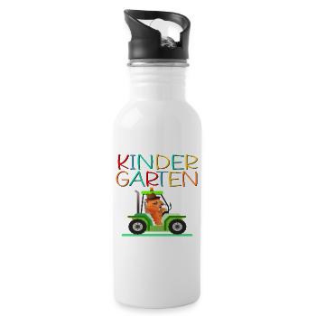 Kindergarten Kind Traktor - Trinkflasche mit integriertem Trinkhalm - Weiß - Rechts