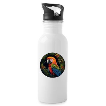 colored parrot in the jungle - Water bottle with straw - white - Right