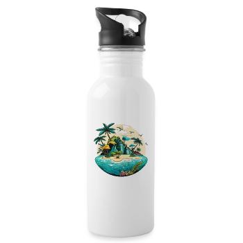 Der Insel-Hopper - Trinkflasche mit integriertem Trinkhalm - Weiß - Rechts