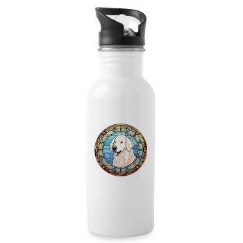 Kuvasz chien race vitrail aquarelle colorée - Gourde avec paille intégrée - blanc - Droite