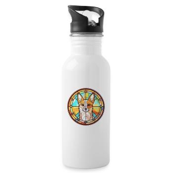 Isländischer Schäferhund Hunderasse Buntglas Colorfu - Trinkflasche mit integriertem Trinkhalm - Weiß - Rechts