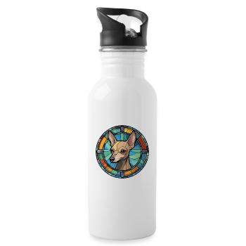 Mexikanische haarlose Hunderasse Buntglas Bunt - Trinkflasche mit integriertem Trinkhalm - Weiß - Rechts