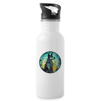 Karelo Finnische Laika-Hunderasse Buntglasfarbe - Trinkflasche mit integriertem Trinkhalm - Weiß - Rechts