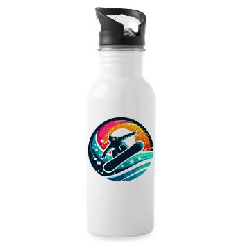 Vibrationen der Snowboard-Evolution - Trinkflasche mit integriertem Trinkhalm - Weiß - Rechts