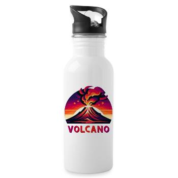Vivid Eruption Volcano Illustration - Water bottle with straw - white - Right
