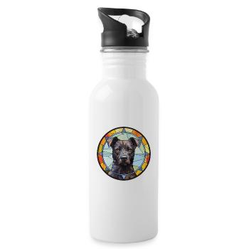 Patterdale Terrier Dog Breed Stained Glass Colorfu - Water bottle with straw - white - Right