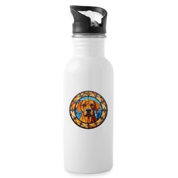 Perro de Presa Mallorquinische Hunderasse Glasmalerei - Trinkflasche mit integriertem Trinkhalm - Weiß - Rechts