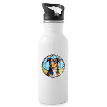 Bouvier portugais chien race vitrail coloré - Gourde avec paille intégrée - blanc - Droite