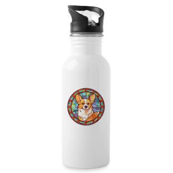 Pembroke Welsh Corgi chien race vitrail couleur - Gourde avec paille intégrée - blanc - Droite