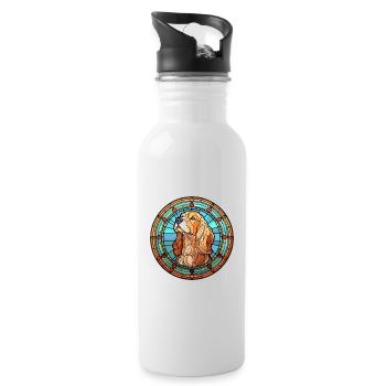 Strellufstover Dog Breed Stained Glass Colorful Wa - Water bottle with straw - white - Right