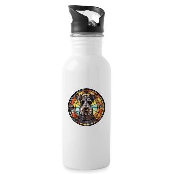Standard Schnauzer chien race vitrail Colorfu - Gourde avec paille intégrée - blanc - Droite