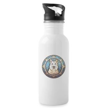 Chien de berger blanc race vitrail coloré Wa - Gourde avec paille intégrée - blanc - Droite