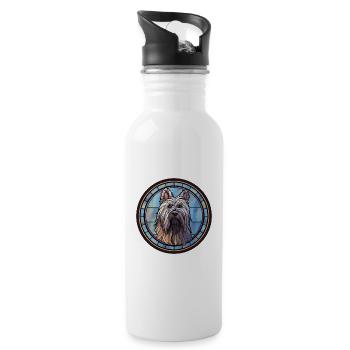 Skye Terrier Hunderasse Buntes Glas - Trinkflasche mit integriertem Trinkhalm - Weiß - Rechts