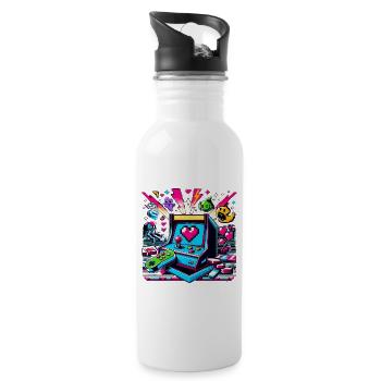 Pixel Art Arcade Game - Water bottle with straw - white - Right