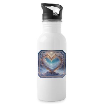 Winter Heart 3 - Water bottle with straw - white - Right