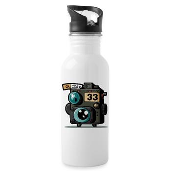 Der Shutterbug - Trinkflasche mit integriertem Trinkhalm - Weiß - Rechts