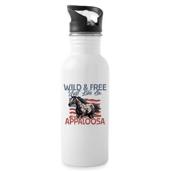 Vintage Appaloosa cheval amant américain USA drapeau - Gourde avec paille intégrée - blanc - Droite