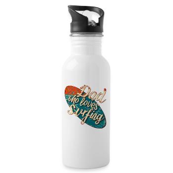 Dad who loves surfing - Water bottle with straw - white - Right