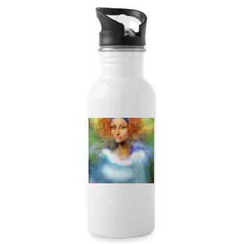 Kreative Powerfrau Digital-Art - Trinkflasche mit integriertem Trinkhalm - Weiß - Rechts