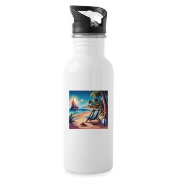 Seaside holidays, summer holidays - Water bottle with straw - white - Right