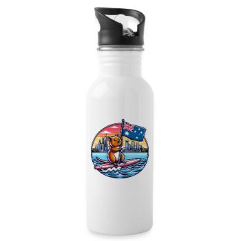Design de surf australien Quokka - Gourde avec paille intégrée - blanc - Droite