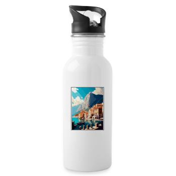 Makarska Croatie Vintage voyage affiche Souvenir - Gourde avec paille intégrée - blanc - Droite