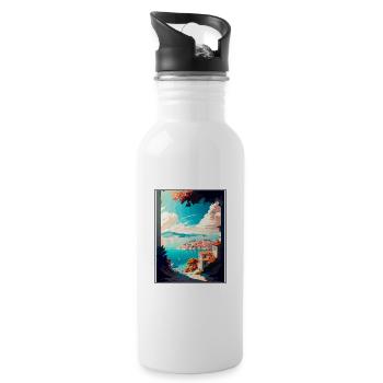 Split Kroatien Vintage Reiseposter WPA Souvenir - Trinkflasche mit integriertem Trinkhalm - Weiß - Rechts