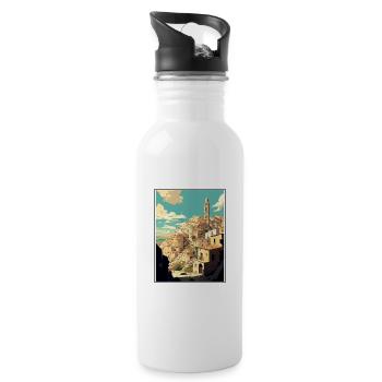 Matera Italy Vintage Travel Poster WPA Souvenir - Water bottle with straw - white - Right